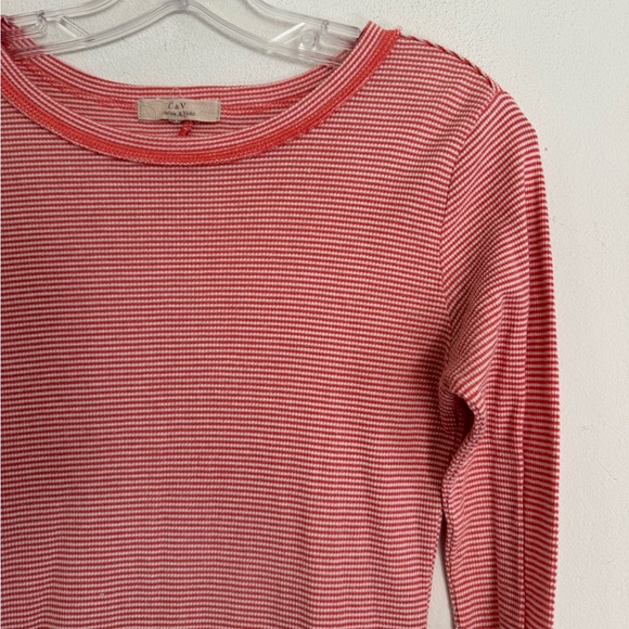 C&V Chelsea And Violet Womens Red White Waffle Knit Long Sleeve Top, Stretch, S - Picture 4 of 5